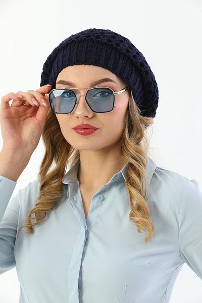 Ritagarcia Női kötöttáru sötétkék pompon egyrétegű festő svájcisapka
