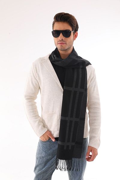 Ritagarcia Men's Black Patterned Scarf