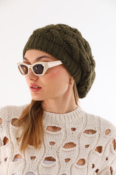 Ritagarcia Double Layer Knitted Khaki Beret