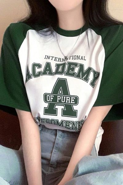 MODAGEN Μπλουζάκι με στάμπα Academy Unisex Green Crew Neck Oversize
