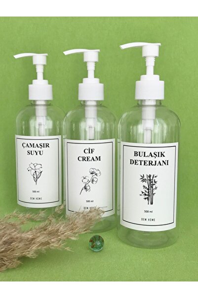 Dem Home Şeffaf Plastik Sabunluk Mutfak3lü Bulaşıkdt-çamaşırsy-cifcream Şişe ...