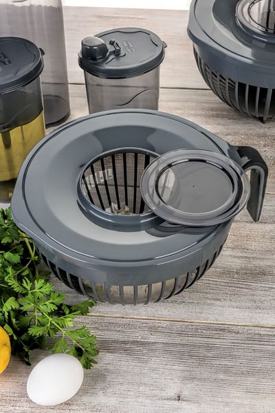 GROZY Mixer Bowl with Lid 2400 Ml Mixing Bowl with Handle Whisk Bowl Smoked Color Plastic