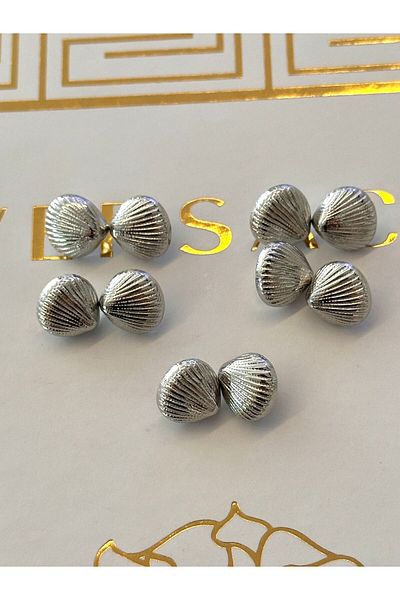 ODDA TASARIM ATÖLYESİ Seashell Model Silver Colored Shirt and Blouse Button Set