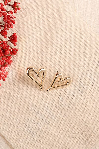 Elika Silver Asymmetric Heart Model Women's Bijouterie Earrings