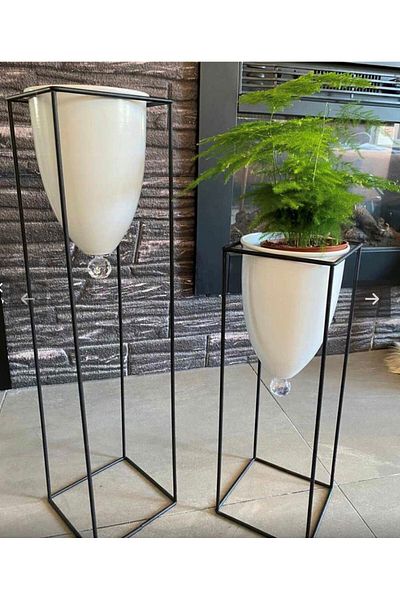 MHK Collection Σετ 2 Μαύρα Βάζα Λουλούδι με Μεγάλα Πόδια