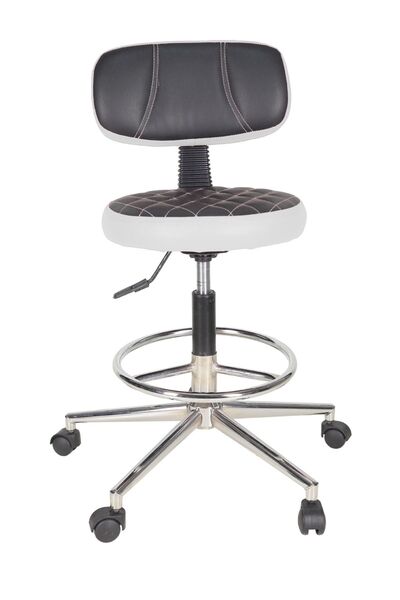 Gizmo Ofis Büro Döner Tekerlekli Çalışma Kasiyer Hekim Ayarli Tabure Sandalyesi B1000 Beyaz