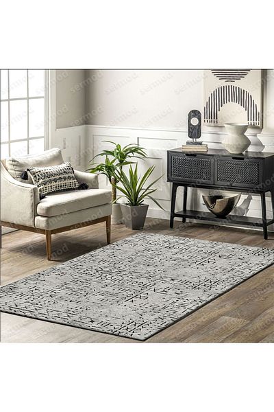 Sermod Modern Gray Sponge Elastic Carpet Cover - 111