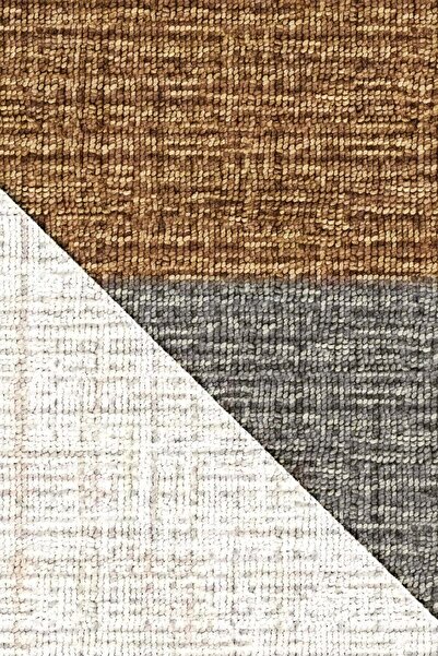 Sermod 91-Sponge Brown Beige Large Triangle Gemotrik Patterned Non-Slip Elastic Carpet Cover