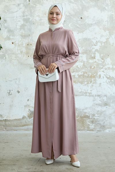 InStyle Casual Arm Piping Pattern Salvia Powder Ferace
