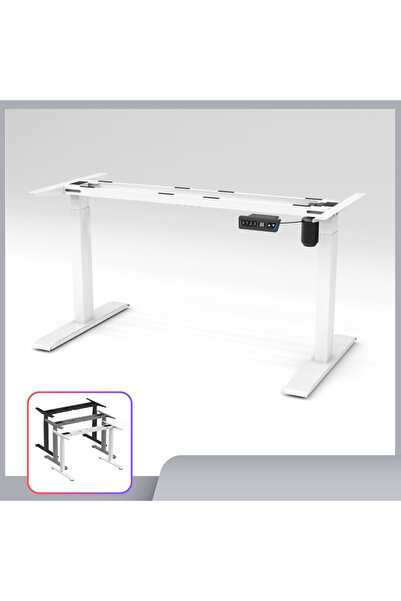 Ofisfix Beyaz Yükseklik Ayarlı Masa | Tek Motorlu | Elektrikli Masa Mekanizması | Kolay Kurulum