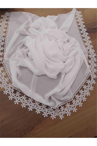 onlaynticaret IGNE OYASI ROW PLUM SINGLE SIDED WOMEN'S WHITE SCARF
