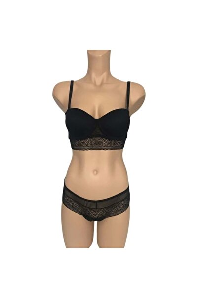 Orkide Strapless Betty Padded Bustier and Panty Set - Black