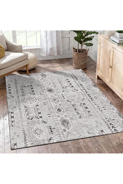 Sermod 119- Modern Gray Sponge Elastic Carpet Cover