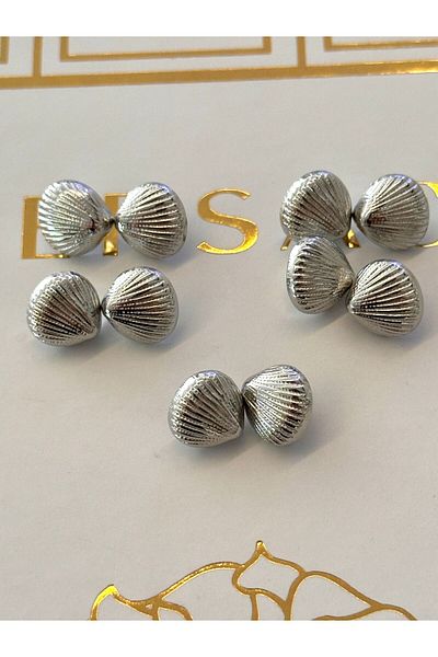 ODDA TASARIM ATÖLYESİ Seashell Model Silver Colored Shirt and Blouse Button Set