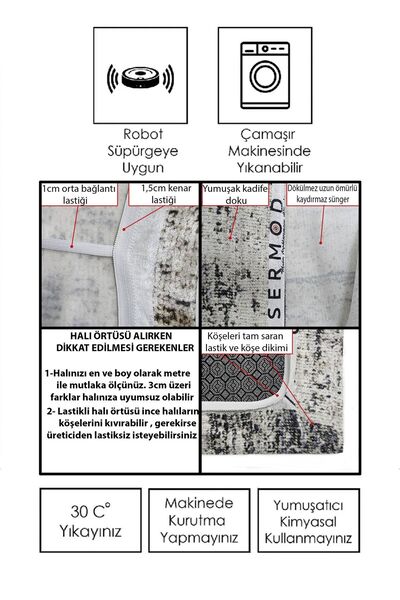 Sermod 109- Modern Süngerli Lastikli Halı Örtüsü-kahve