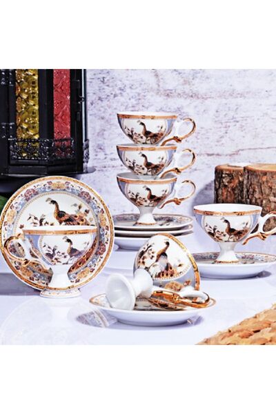 Kosova Peacock Footed Porcelain Coffee Cup Set