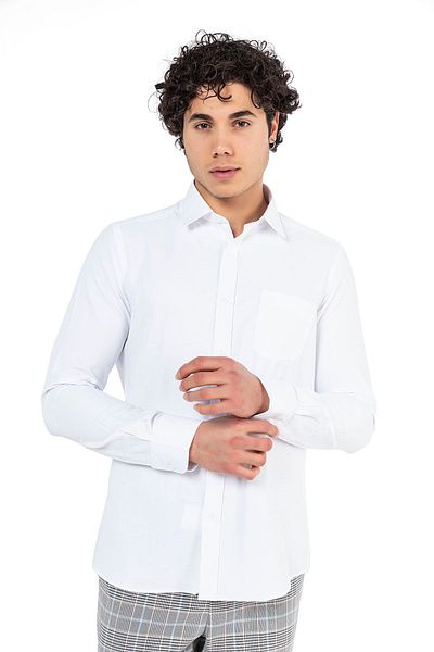 Cartellini Men's Shirt - White, Classic Fit, Pocket and Easy Iron
