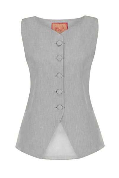 Whenever Company Gri Fit Önden Düğmeli Yelek