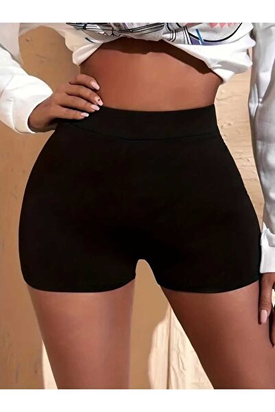 NUR TEKSTİL kadın siyah   toparlayıcı dalgıç kumaş şort