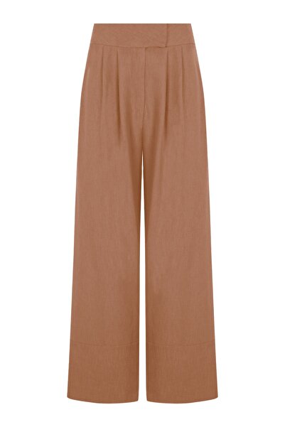 Whenever Company Kahve Tarçın Önden Çift Pilili Paçada Bant Detaylı Palazzo P...