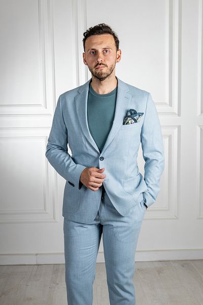 Sarar Matteo Mono Collar Slim Fit Light Mint Green Suit