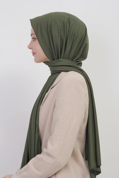 manolyaşal islamic hijab حجاب شال قطني ممشط كاكي