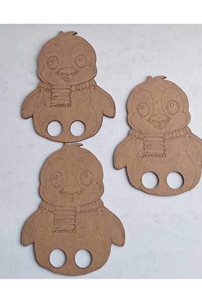 Ebrulisler 3 Adet Penguen Parmak Kukla Ahşap Boyama Okul Anaokulu Kreş Kurs Aktivite Etkinlik Seti