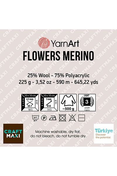 Yarnart Flori Merıno - Frânghie de tricotat manual marmorată Ebruli-553
