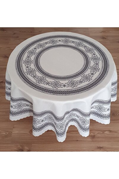 WENESSİ Pyramid Plain Gray Printed Polyester Fabric Round Tablecloth (150×0CM)