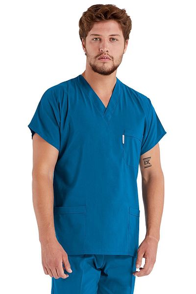 Alsancak Üniforma Men's Petrol Green Flex Lycra Thin Fabric Surgical Doctor Nurse Jersey Suit