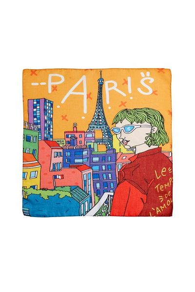 Deriderim Ikigai City Series Paris Design special Desen de mână Colorat Multifuncțional Color Pătrat 45x45 Bandana