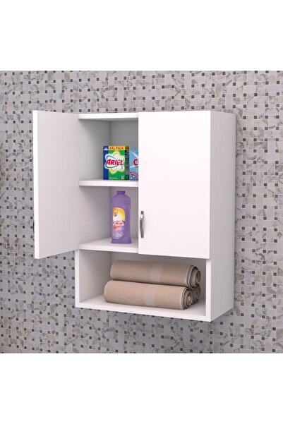 birnur pazar Birnurpazar Aslı Banyo Dolabı 2 Kapaklı Alttan Raflı