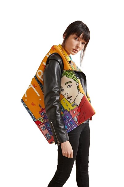 Ikigai City Series Patterned Parisian Printed Wide Pocket Side Zipper Fabric Lightweight Shoulder Bag
