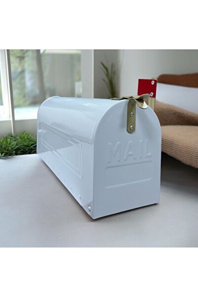 LUCKYHOMES Özel Üretim Galvaniz Amerikan Tarzı Posta Kutusu,Mail Kutusu Beyaz 50X15X21