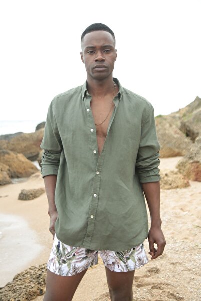 Whitefin Πουκάμισο από λινό χακί