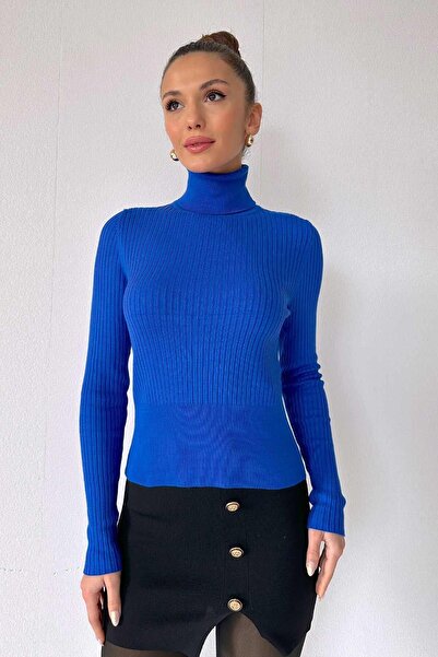 Mine Tan Butik Рибальський комір з резинкою Жіночий казенок - Синій