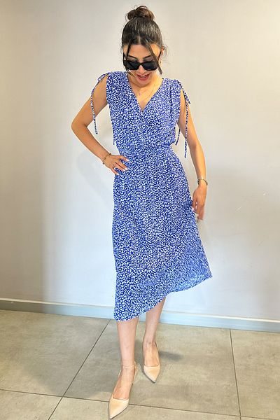CİDDE Rochie de damă Seersucker flexibilă plisată cu guler și umeri cu model dublu