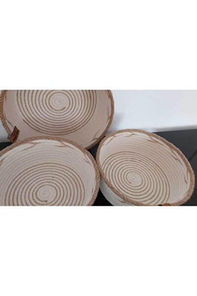 home decors by özlem 3 Piece Ecru & Sensitive Basket (20X7/18X7/16X7Cm) Cocina & Bathroom Organizer Organizer