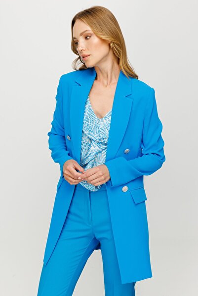 Ekoll Ekol Blazer Kadın Ceket Mavi