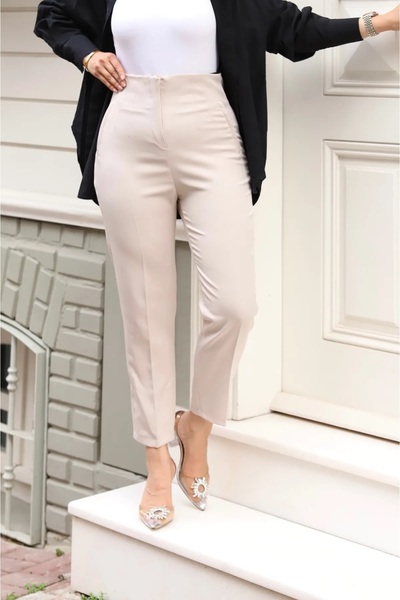 Swana Pantaloni de damă model Zra cu talie înaltă - cu guler