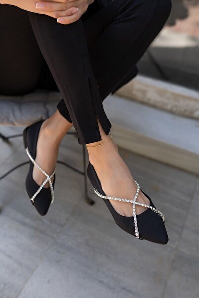 ANGELİNA JONES Sara Γυναικείες μπαλαρίνες με λεπτομέρεια από μαύρη πέτρα