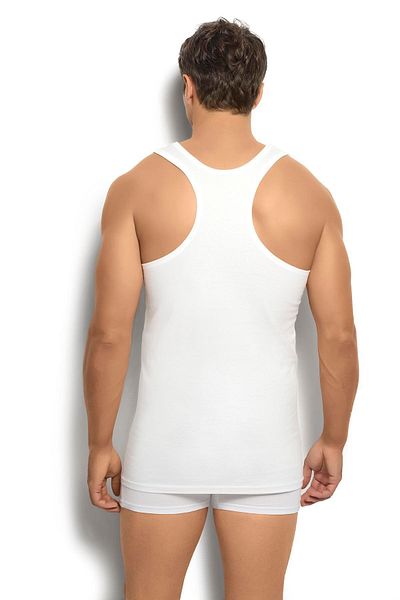 MYS GRUP TEKSTİL Men's White Cotton Rambo Tank Top - 3' / 106