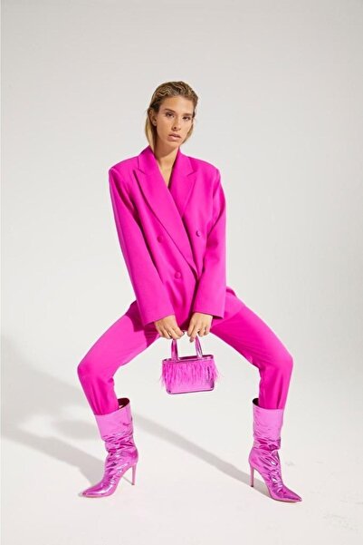 Whenever Company Fuchsia Oversize Padded, Lined Crepe Premium Jacket