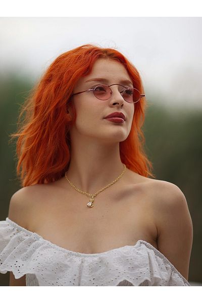 Angel Eyes Pink Unisex Round Sunglasses - Yw-8073e