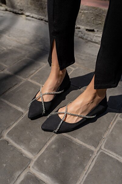 ANGELİNA JONES Sara Γυναικείες μπαλαρίνες με λεπτομέρεια από μαύρη πέτρα