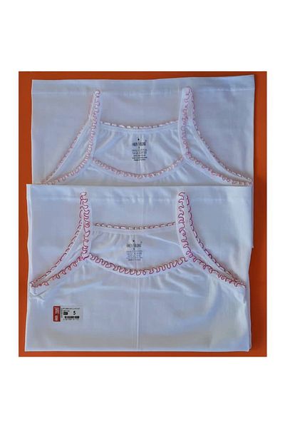 ÖREN YILDIZ Tricou pentru fetiță din bumbac pieptănat cu volante, 6 bucăți - curea de frânghie