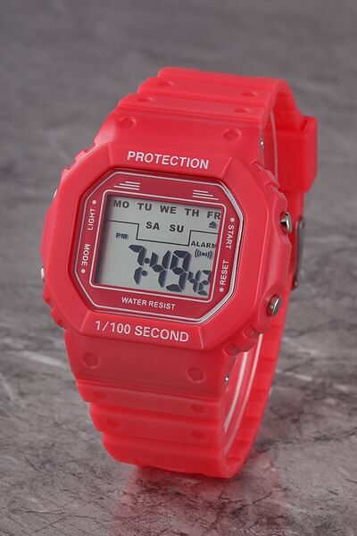 Polo55 Pludjt001r9 Unısex Kırmızı Dijital Kadran Silikon Kordon Kol Saati