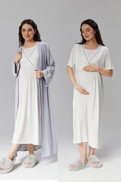 RimelLife Maternity Nightgown Set with Dressing Gown