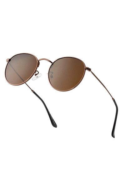 Polo55 Round Metal Polarized Brown Round Men's Sunglasses