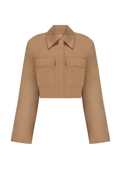 Whenever Company Camel Renk Koton Crop Ceket